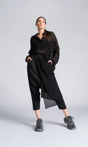 Chiffon Layers Drop Crotch Pants