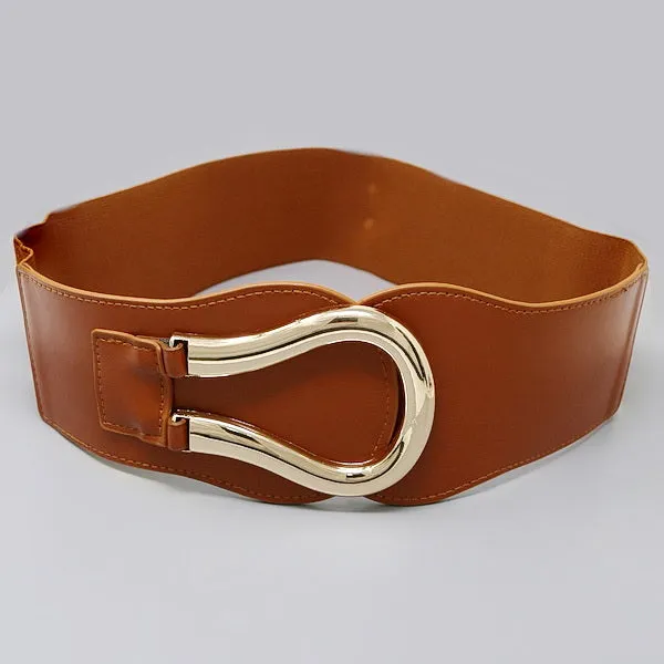 Chunky Metal Buckle Wide Stretch Belt