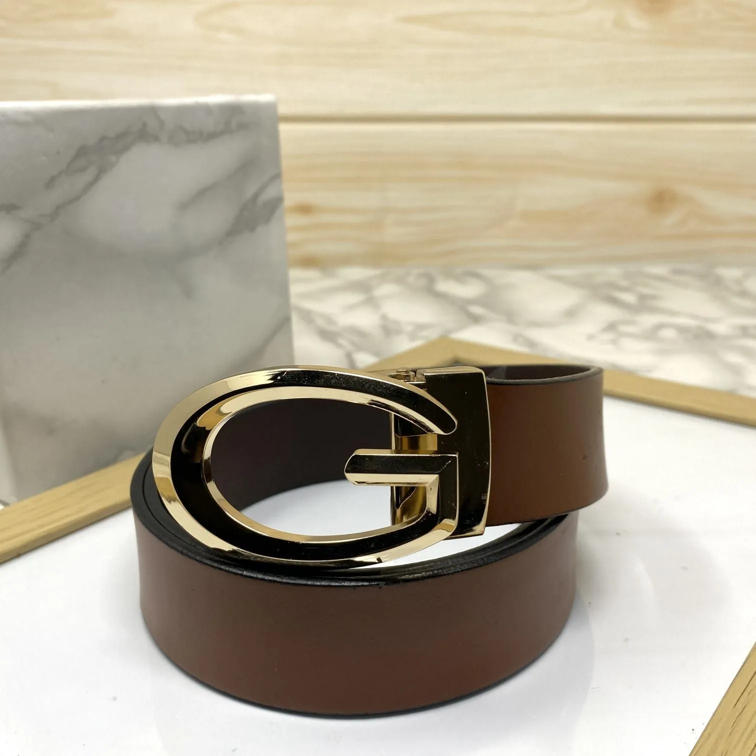 Classic G-Pattern Formal and Casual Leather Strap Belt -JonasParamount