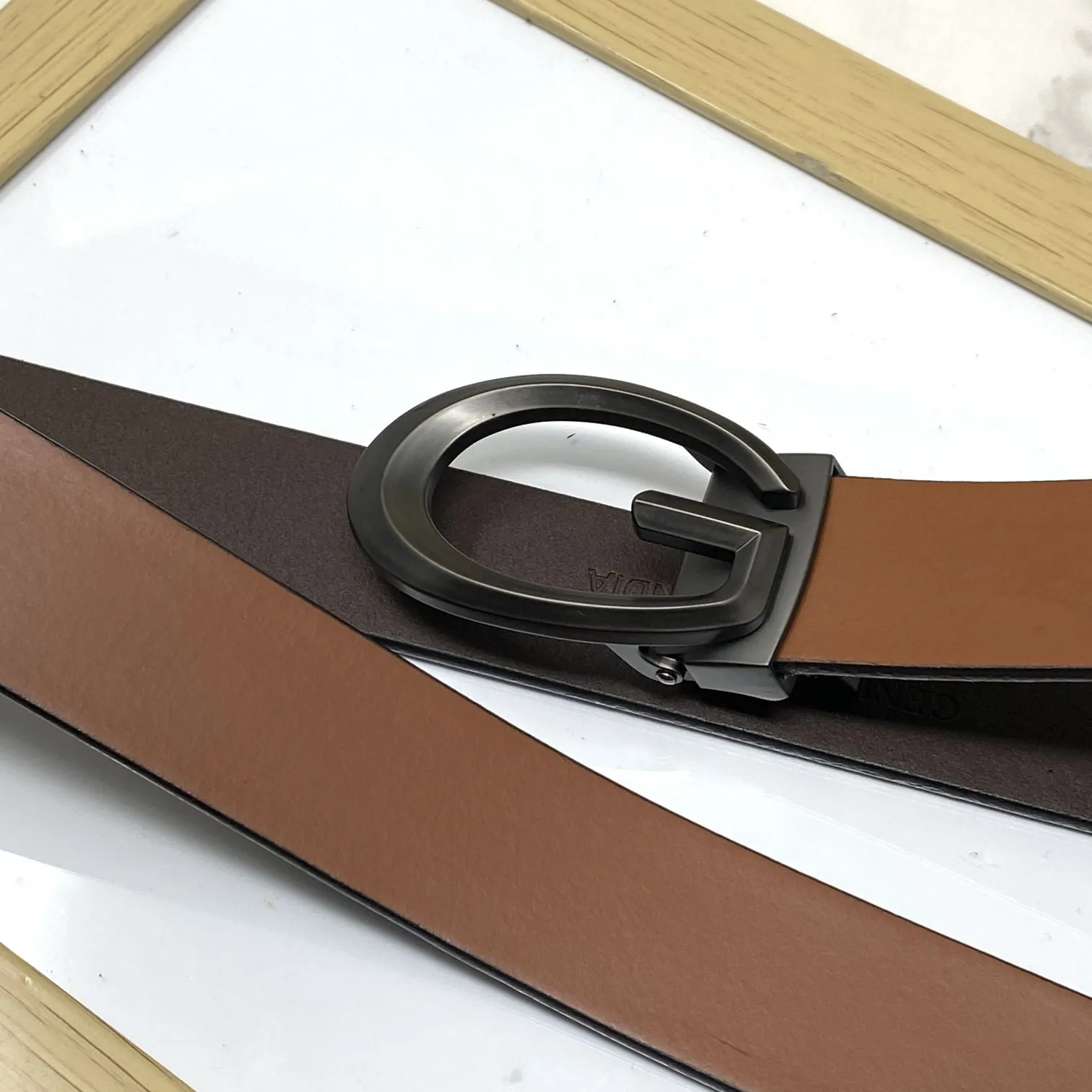 Classic G-Pattern Formal and Casual Leather Strap Belt -JonasParamount