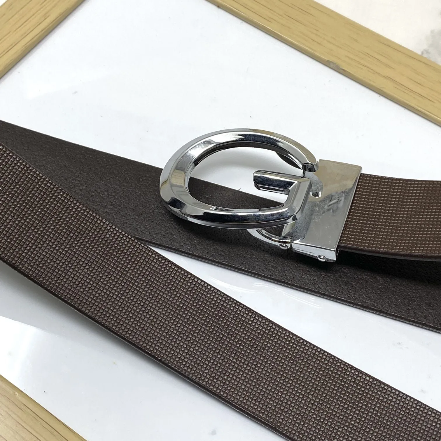 Classic G-Pattern Formal and Casual Leather Strap Belt -JonasParamount