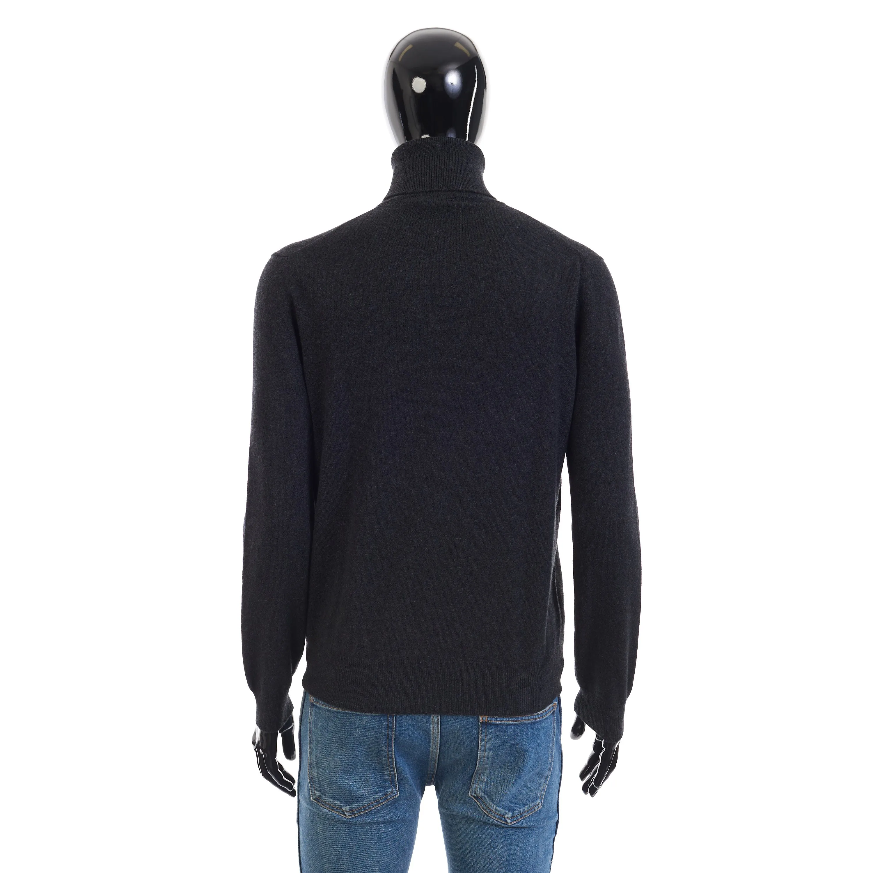 Classic Turtleneck In Black/Gray Melange Baby Cashmere