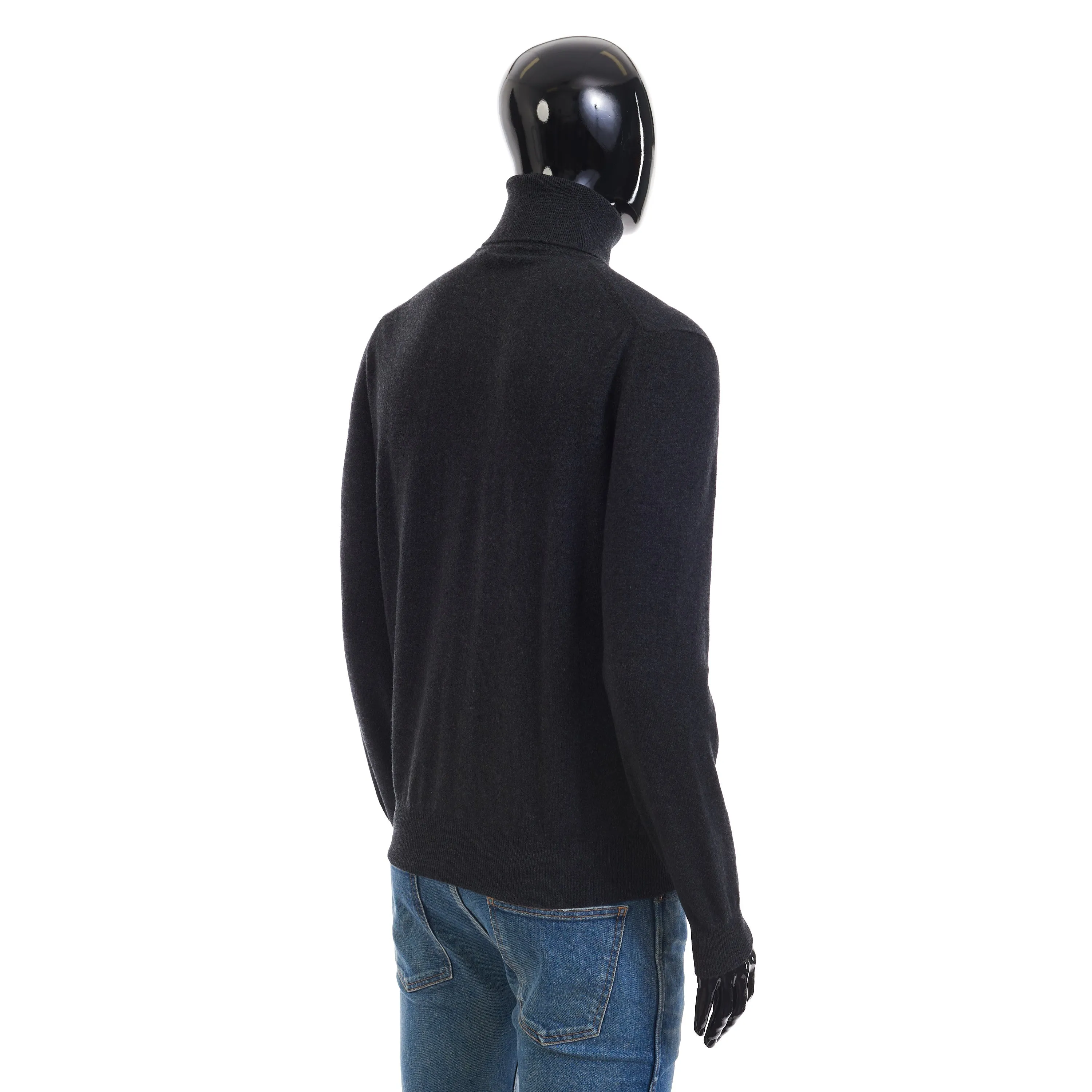 Classic Turtleneck In Black/Gray Melange Baby Cashmere