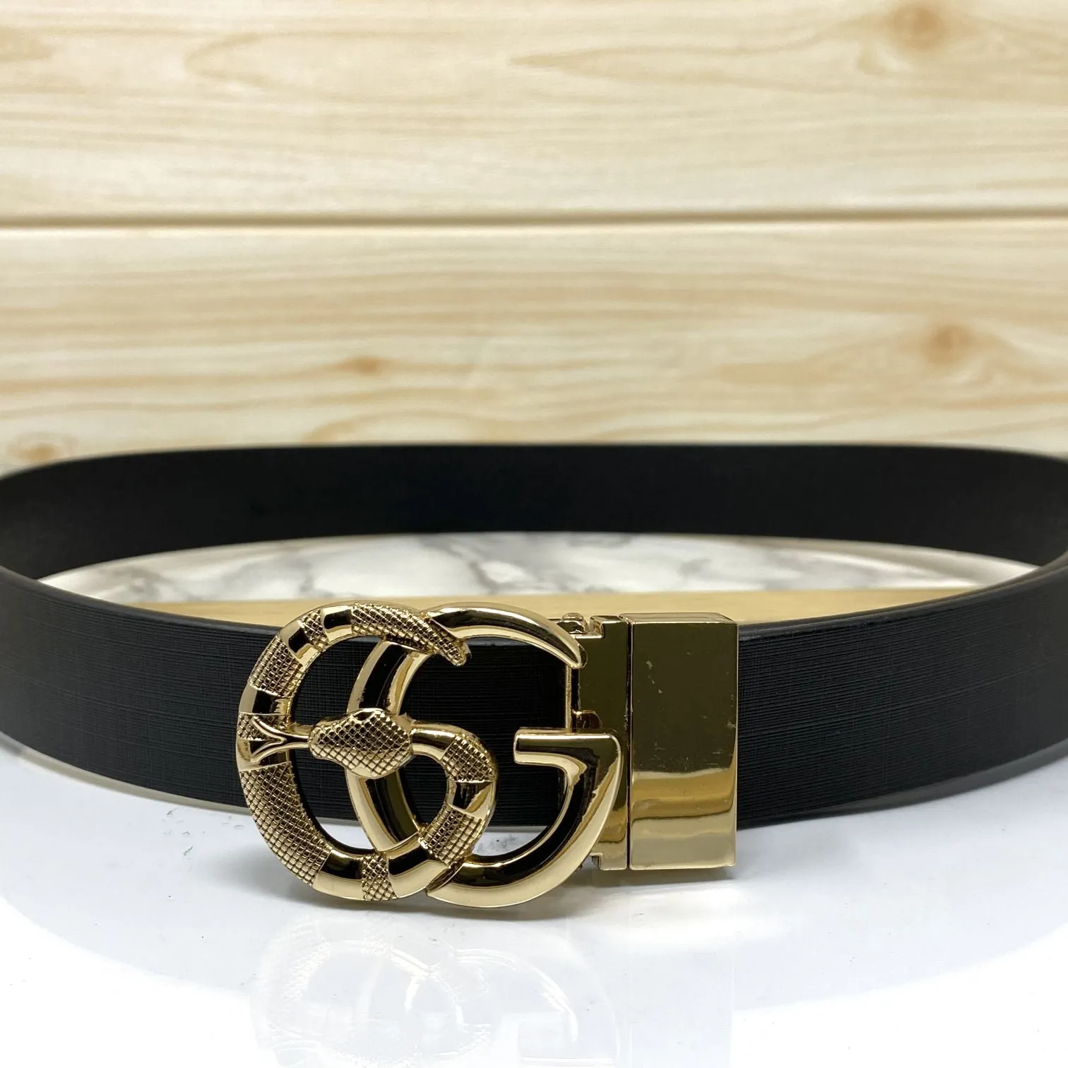 Classy Round Snake Design Leather Strap Belt-JoansParamount