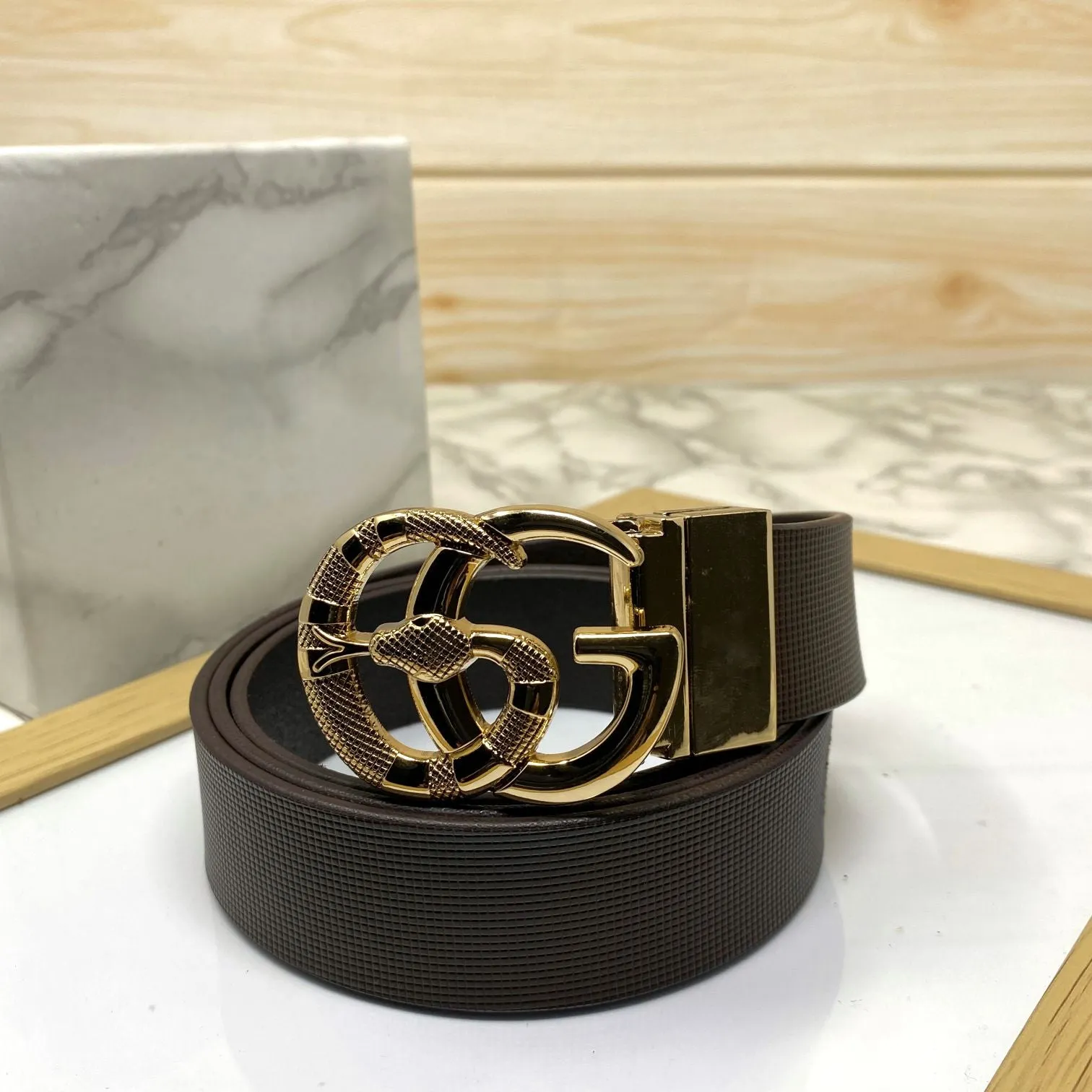 Classy Round Snake Design Leather Strap Belt-JoansParamount