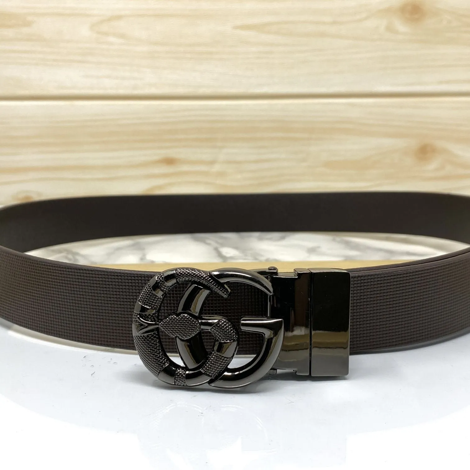 Classy Round Snake Design Leather Strap Belt-JoansParamount