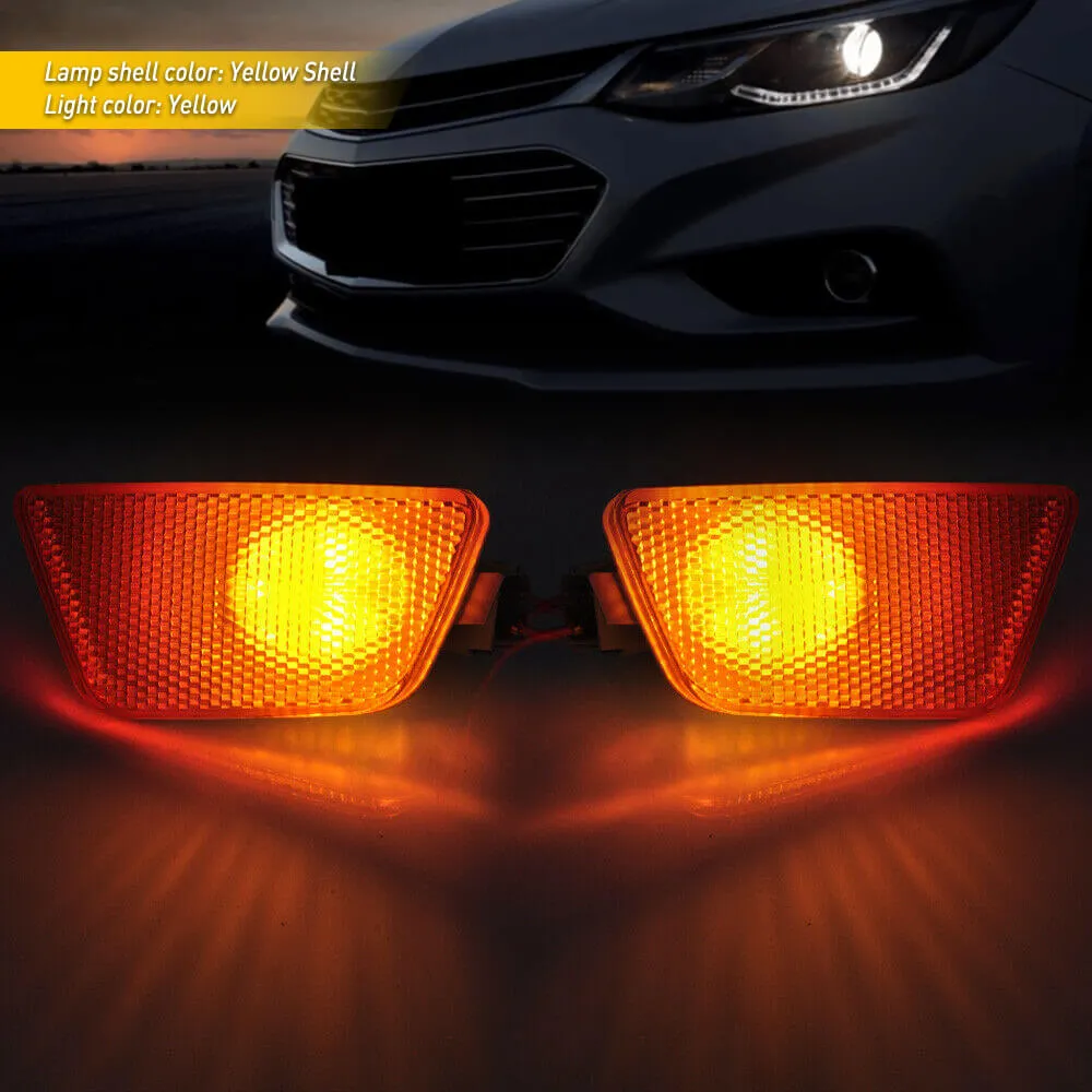 Compatible with 2011-2016 Chevy Cruze, Pair Front Bumper Mounted Side Marker Light Assembly