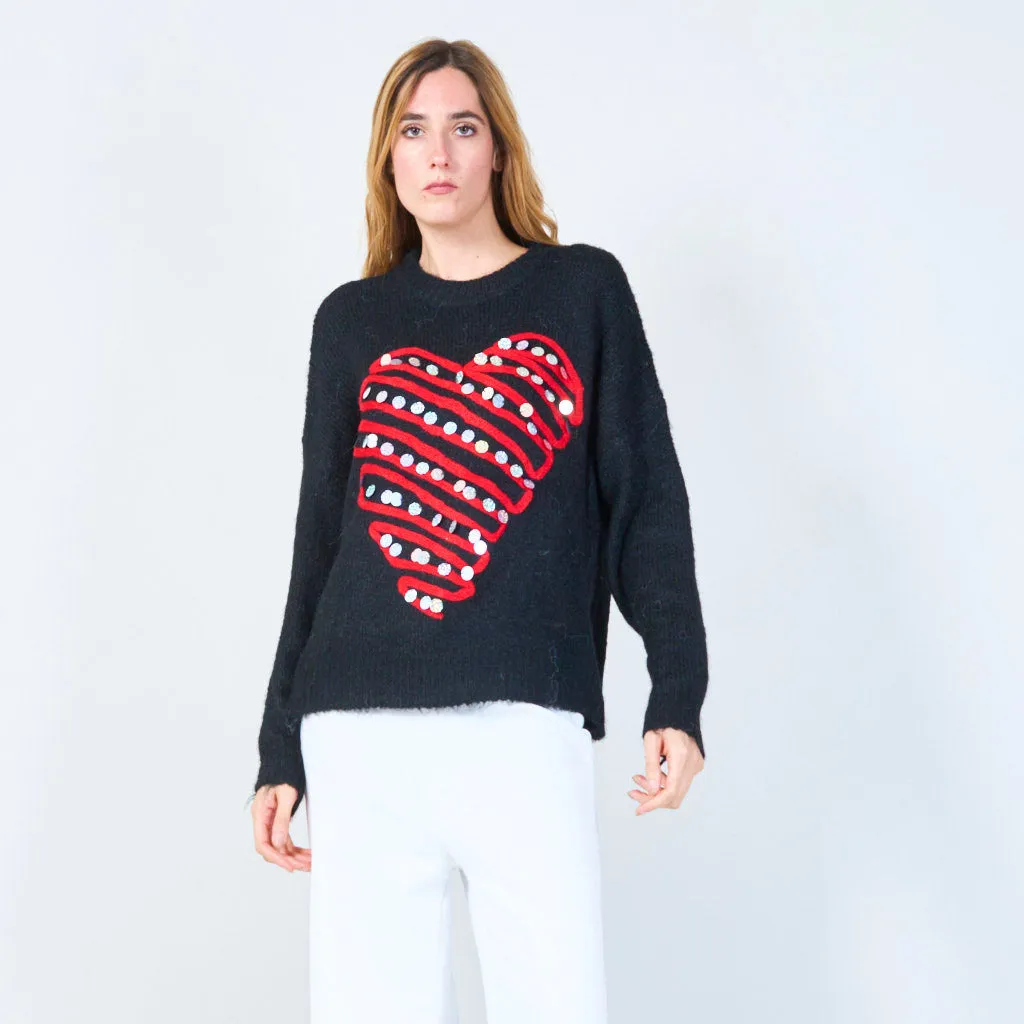 Cozy knit sweater with sequin embellishment wholesale