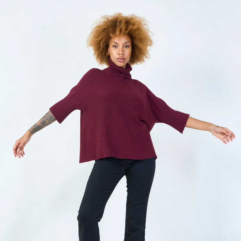 Cozy turtleneck knit poncho wholesale