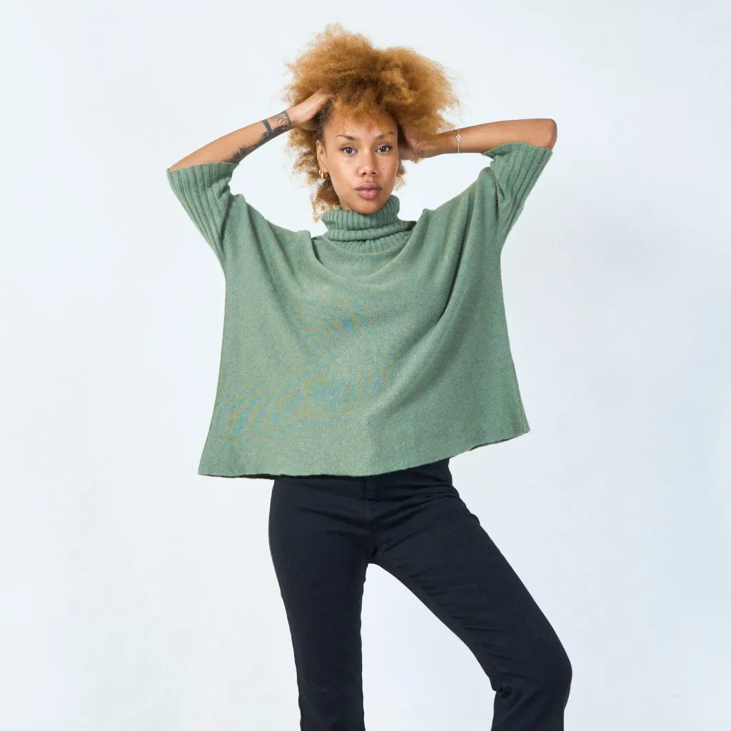 Cozy turtleneck knit poncho wholesale