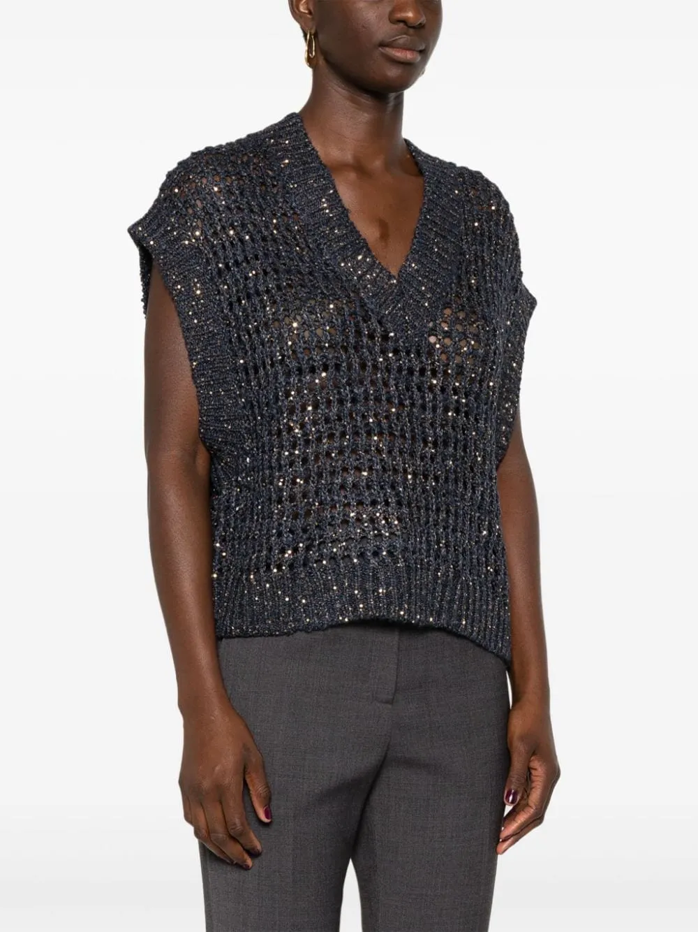 DAZZLING NET SILK AND LINEN WAISTCOAT