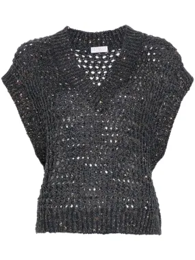 DAZZLING NET SILK AND LINEN WAISTCOAT