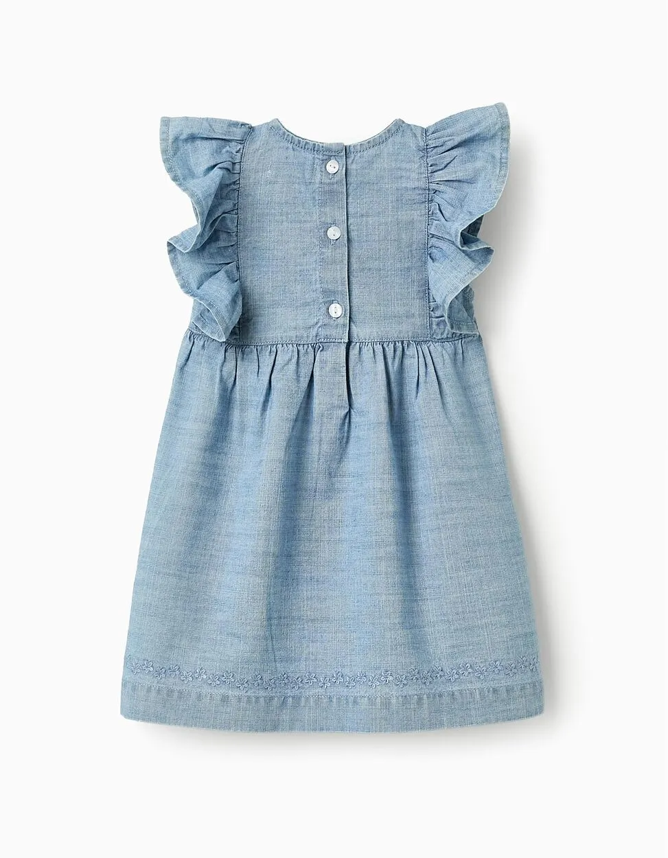 Denim Dress with Embroidery for Baby Girls, Blue