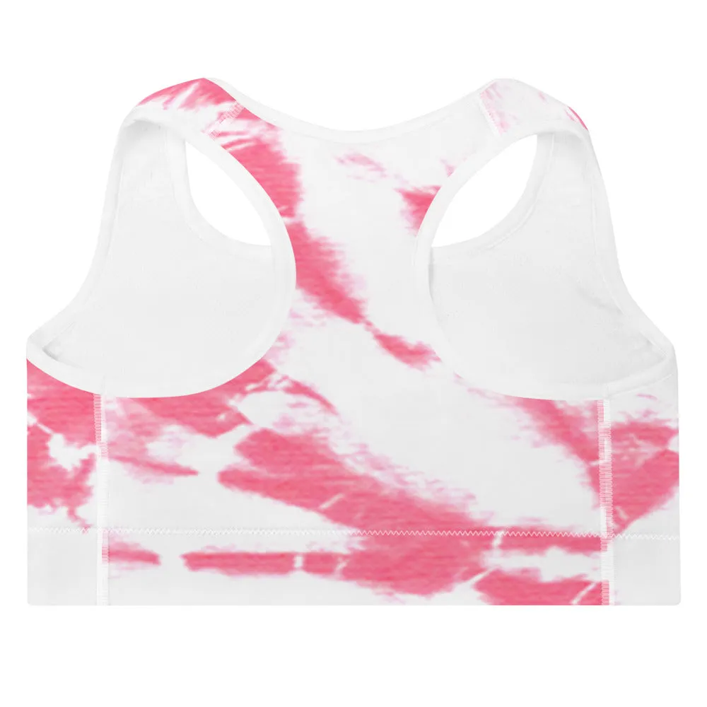 ELEVATED ESSENTIALS, THE PERFECT PADDED SPORTS BRA PINK TIE DYE