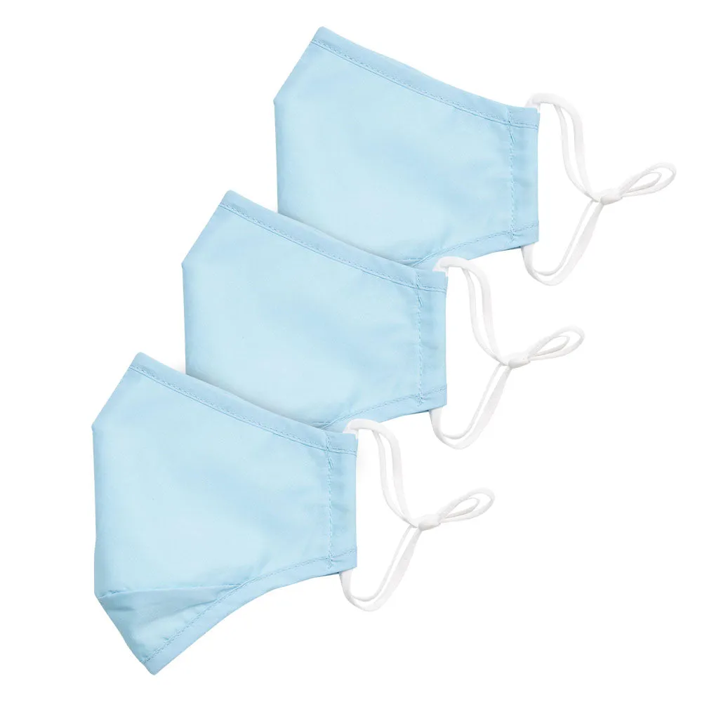 Face Mask 3 Pack Blue Cotton