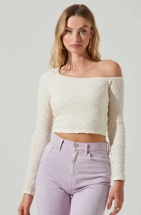 Finley Crinkled Off Shoulder Long Sleeve Crop Top