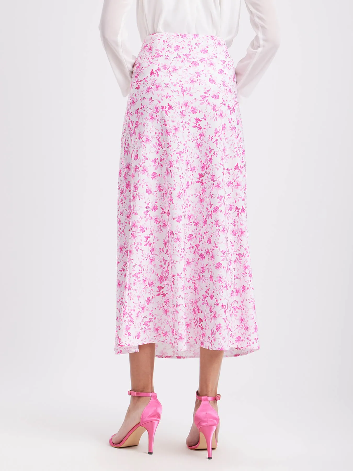 Floral A-Line Skirt - Pink And White