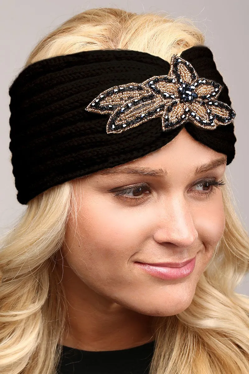 Flower Sequin Knitted Headband