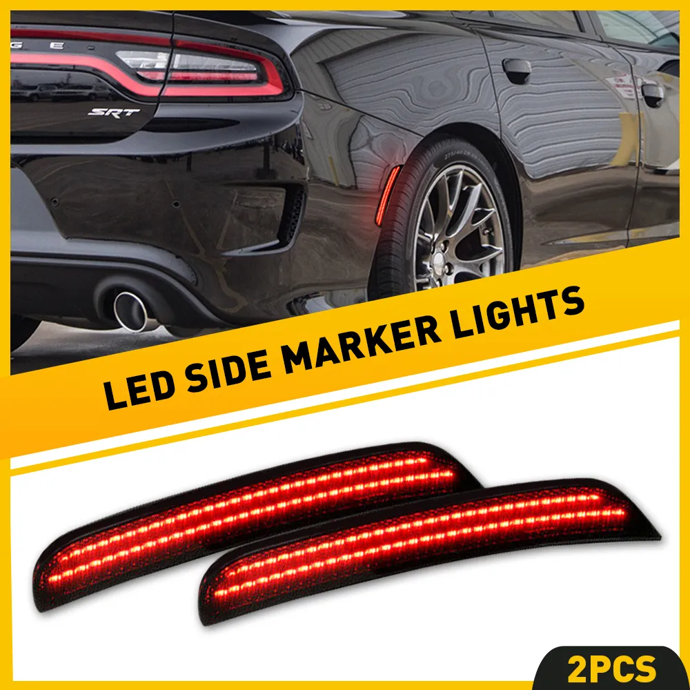 For 15-22 Dodge Charger Front & Rear LED Side Marker Lights (Red/Yellow/White)