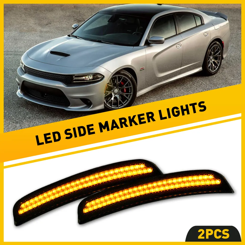 For 15-22 Dodge Charger Front & Rear LED Side Marker Lights (Red/Yellow/White)