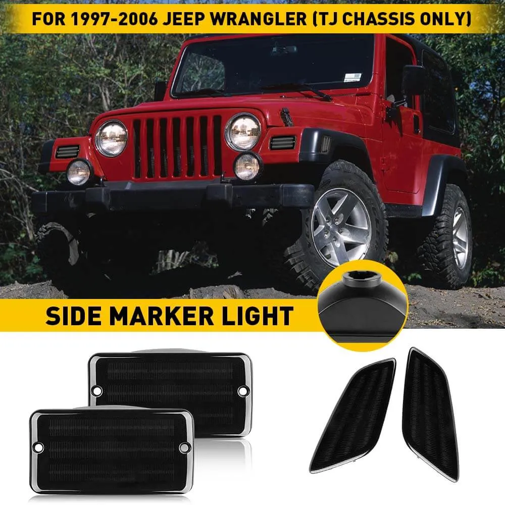 For 1997-2006 Jeep Wrangler TJ Front Bumper Turn Signal and Side Marker Light Housing Kit