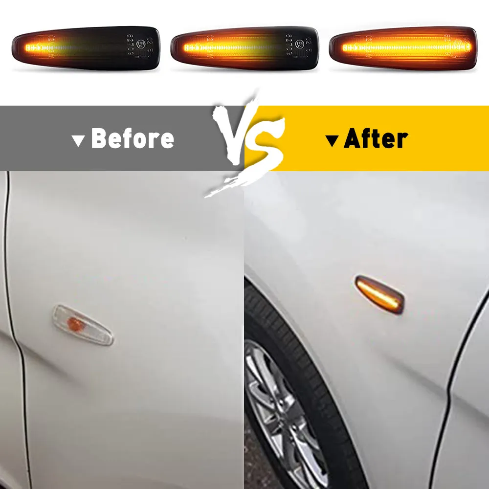 Front Fender LED Side Marker Lights for Mitsubishi Lancer Evolution Mirage Outlander Sport Smoked Lens