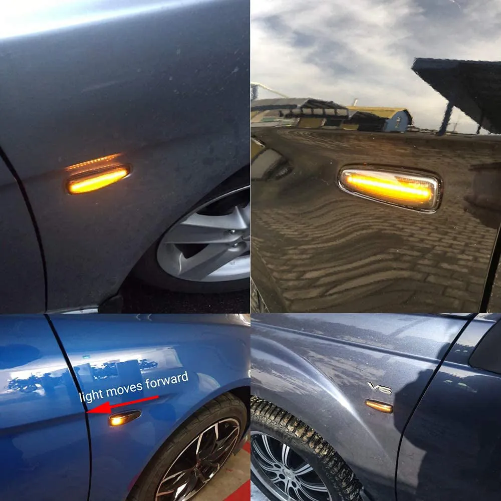 Front Fender LED Side Marker Lights for Mitsubishi Lancer Evolution Mirage Outlander Sport Smoked Lens