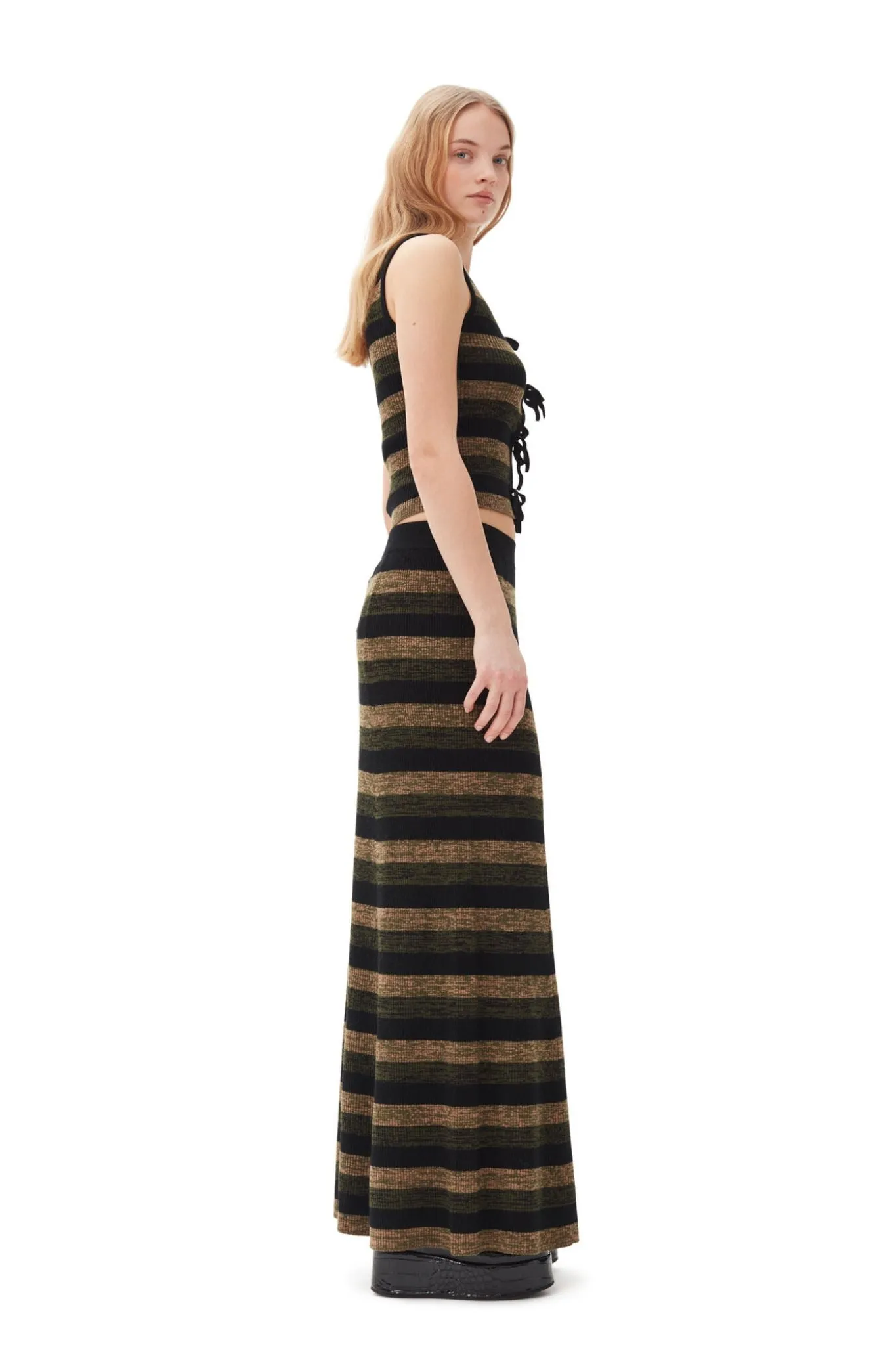 Ganni Mini Ribbed Merino Maxi Skirt