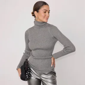 Gunmetal Rib Knit Jumper