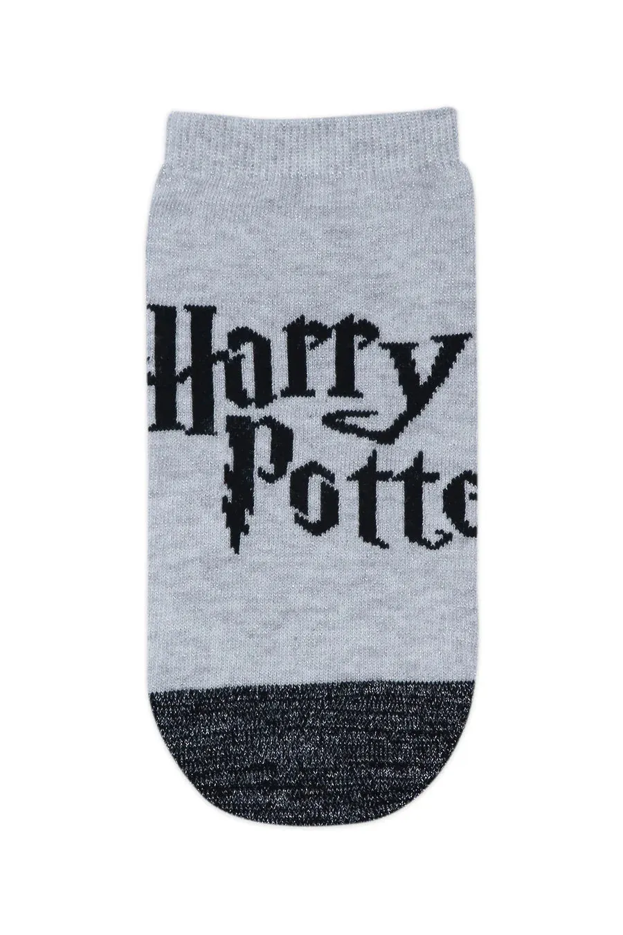 Harry Potter Logo and Hogwarts Castle Silver Lurex Socks For Women (Pack Of 2 Pairs/1U)- Silver