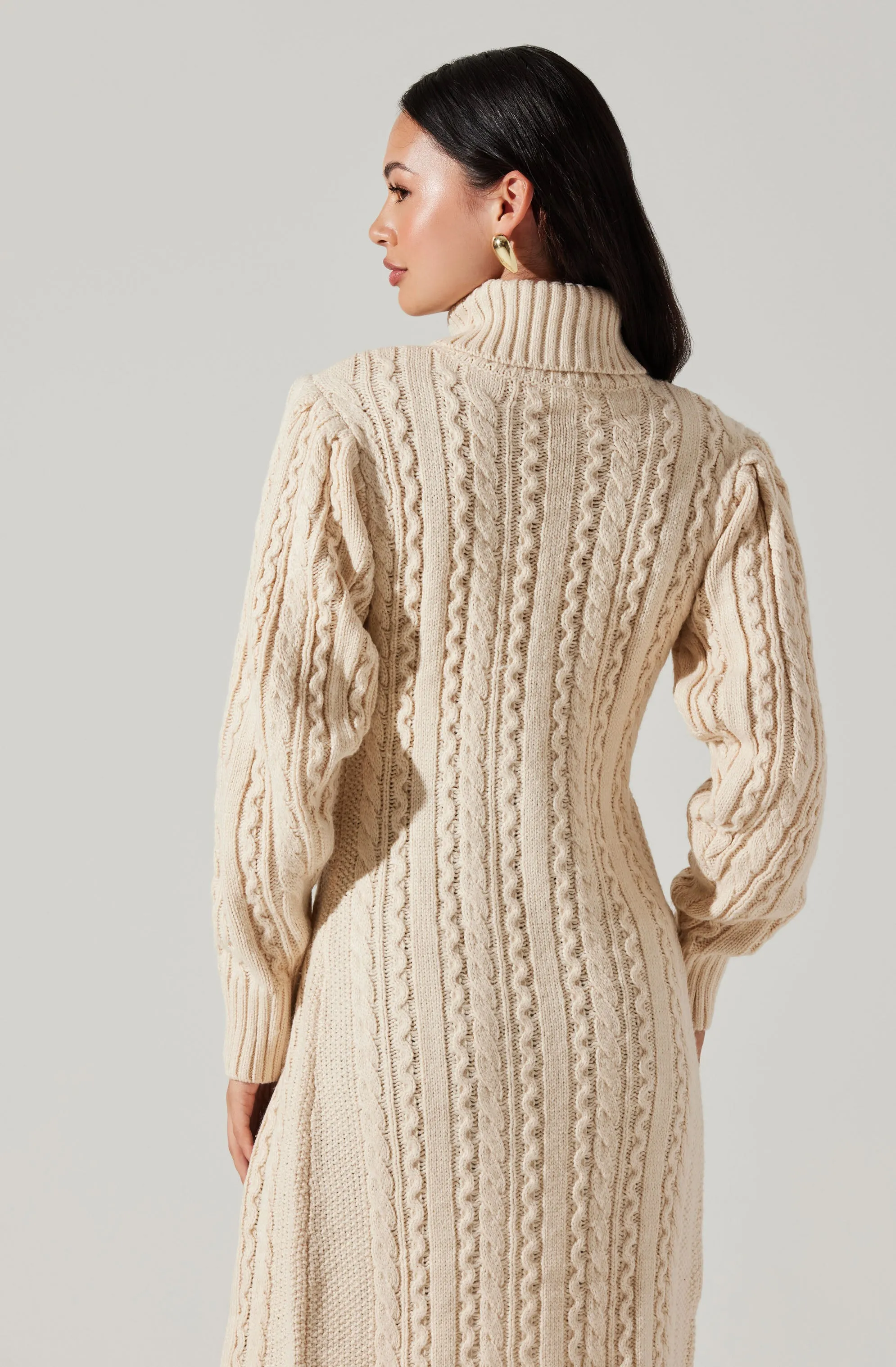 Hi Slit Cable Knit Sweater