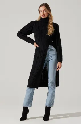 Hi Slit Cable Knit Sweater