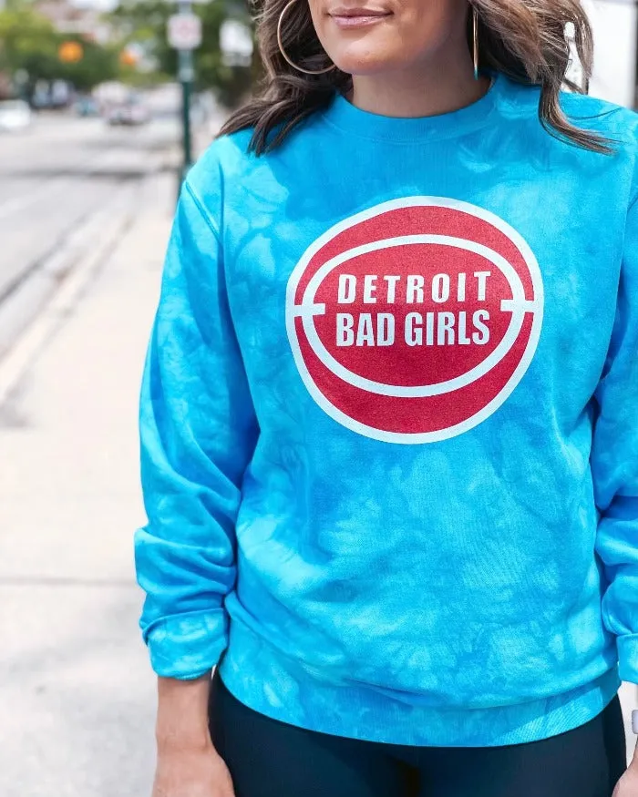 Ink Detroit Bad Girls Tie Dye Crewneck Sweatshirt - Electric Blue