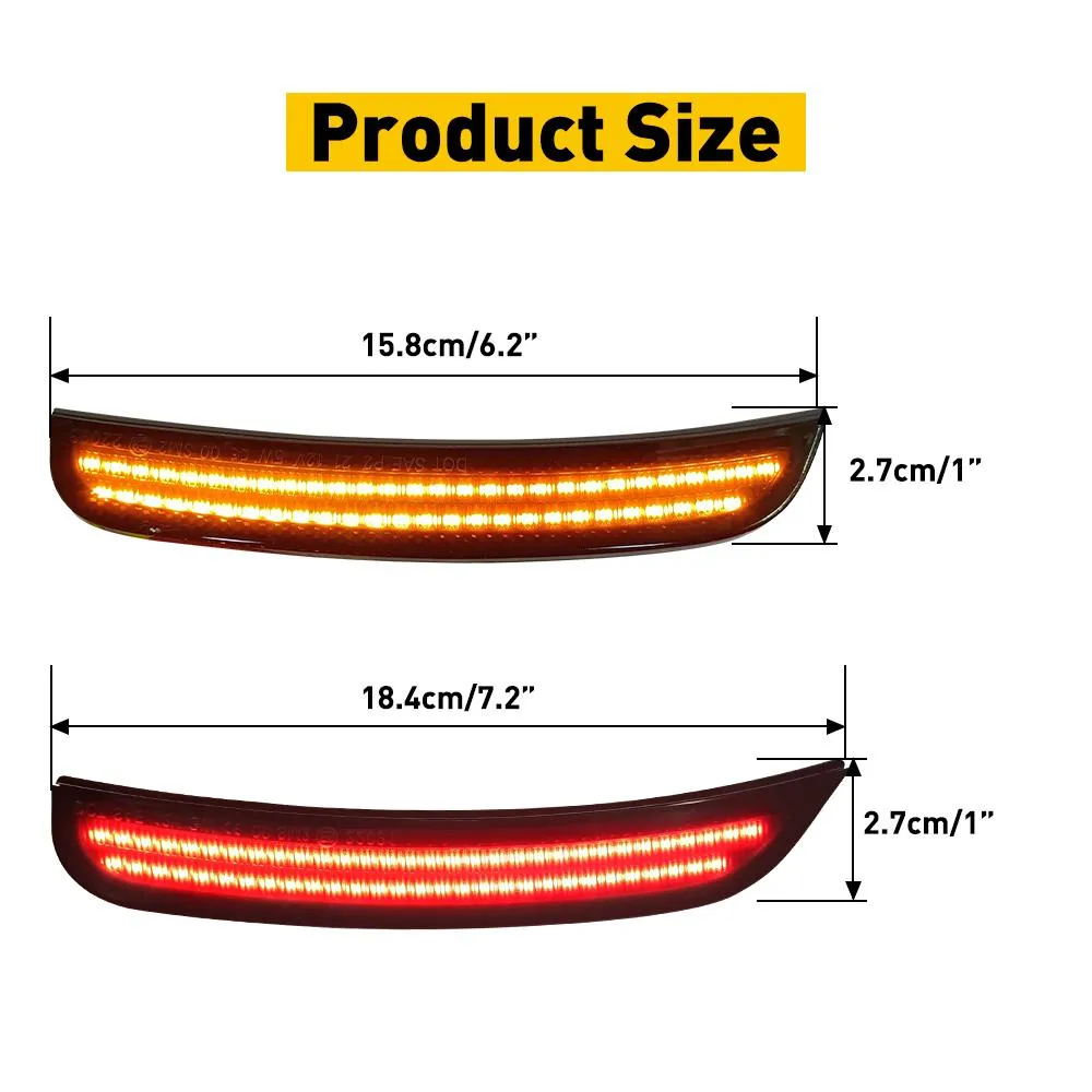 LED Side Marker Light for 2015-2021 Chrysler 300, Smoked Lens Amber/Red