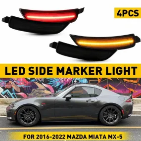 LED Side Marker Light For 2016-2022 Mazda Miata MX-5, Front & Rear Bumper Smoke Shell