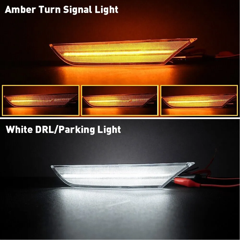 LED Side Marker Light for Infiniti G35 Sedan Base(03-06)/X(04-06), 2001-2006 Skyline V35 Sedan, Front Bumper Sequential Amber Turn Signal White Parking Light