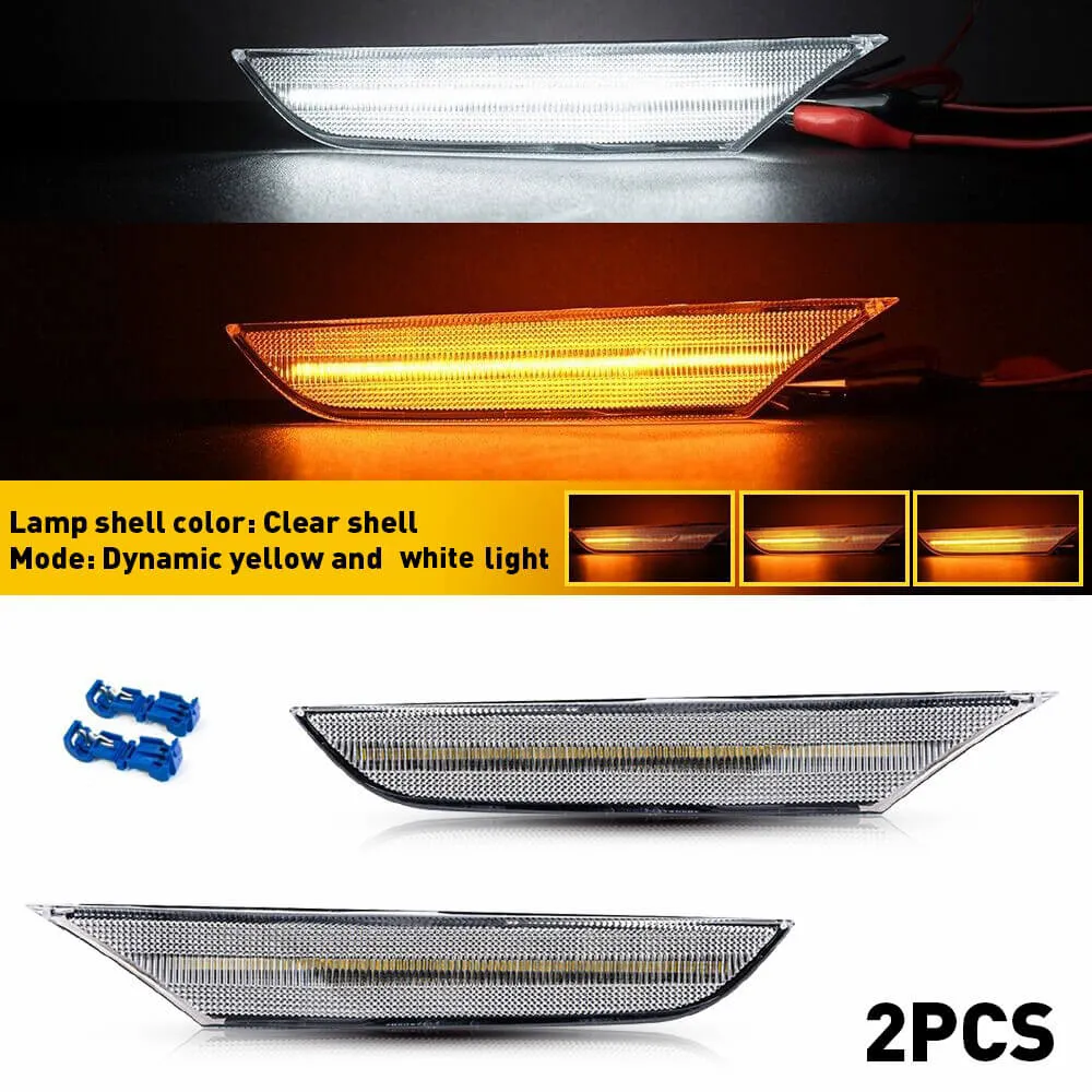 LED Side Marker Light for Infiniti G35 Sedan Base(03-06)/X(04-06), 2001-2006 Skyline V35 Sedan, Front Bumper Sequential Amber Turn Signal White Parking Light