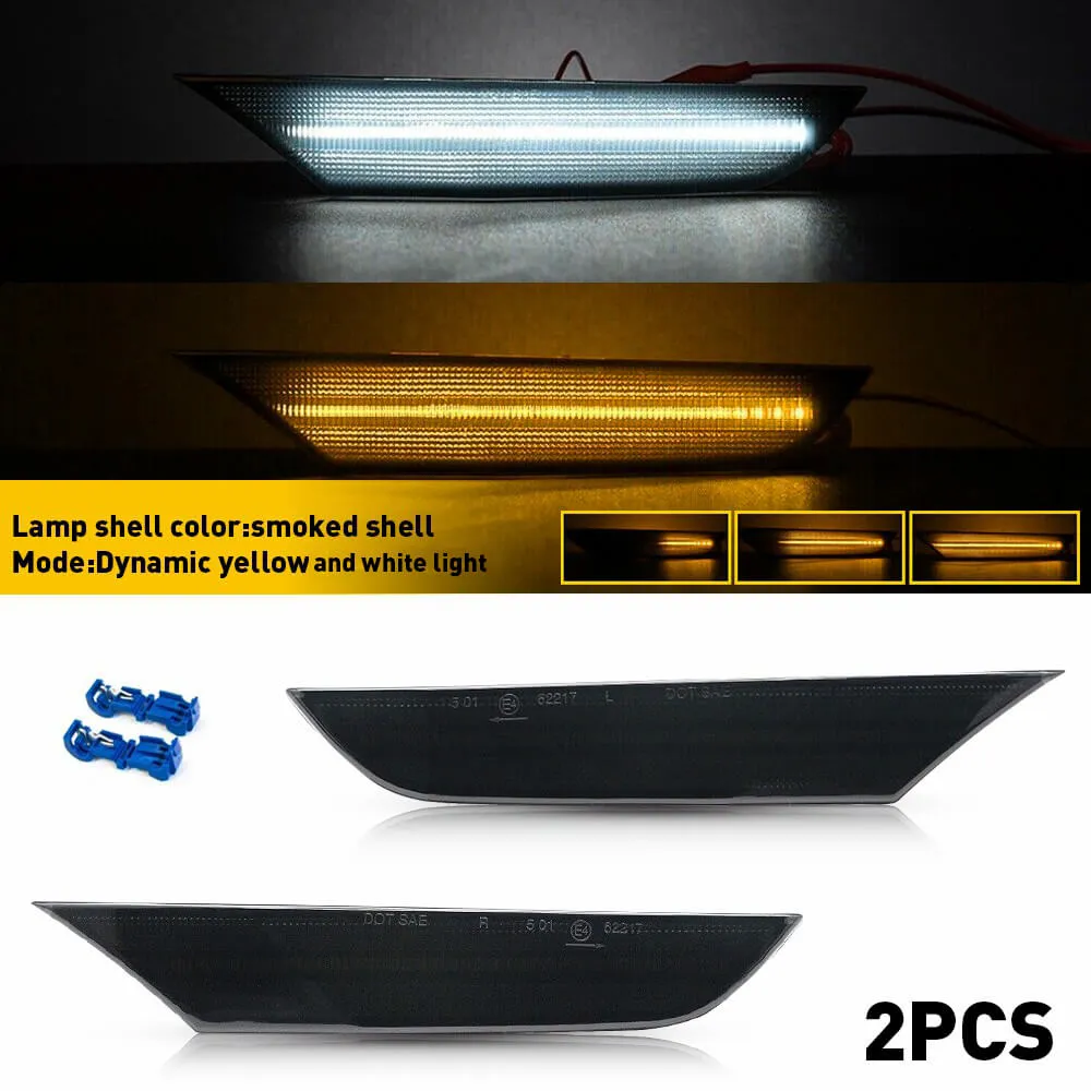 LED Side Marker Light for Infiniti G35 Sedan Base(03-06)/X(04-06), 2001-2006 Skyline V35 Sedan, Front Bumper Sequential Amber Turn Signal White Parking Light