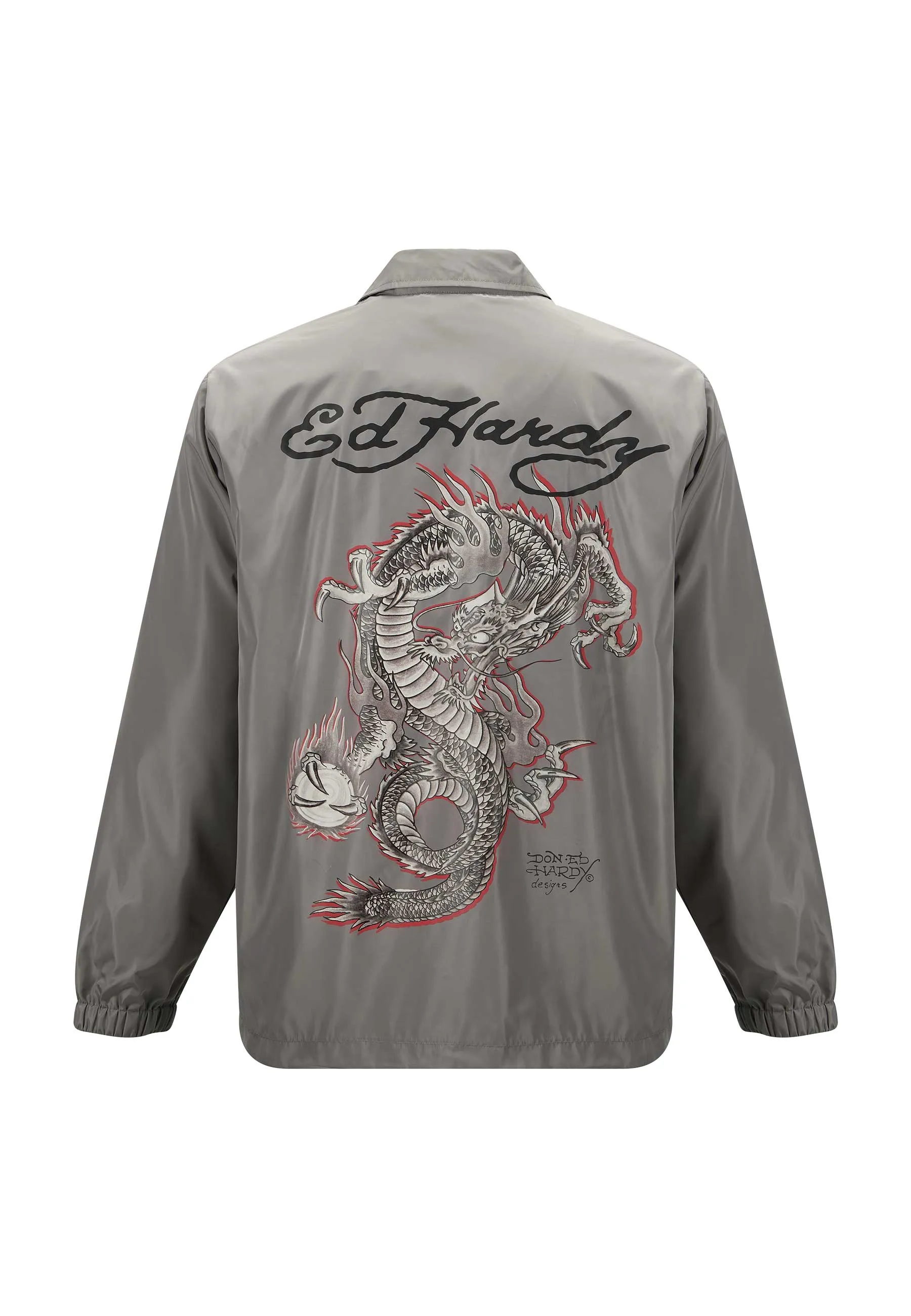 Mens Fireball Dragon Coach Jacket - Grey