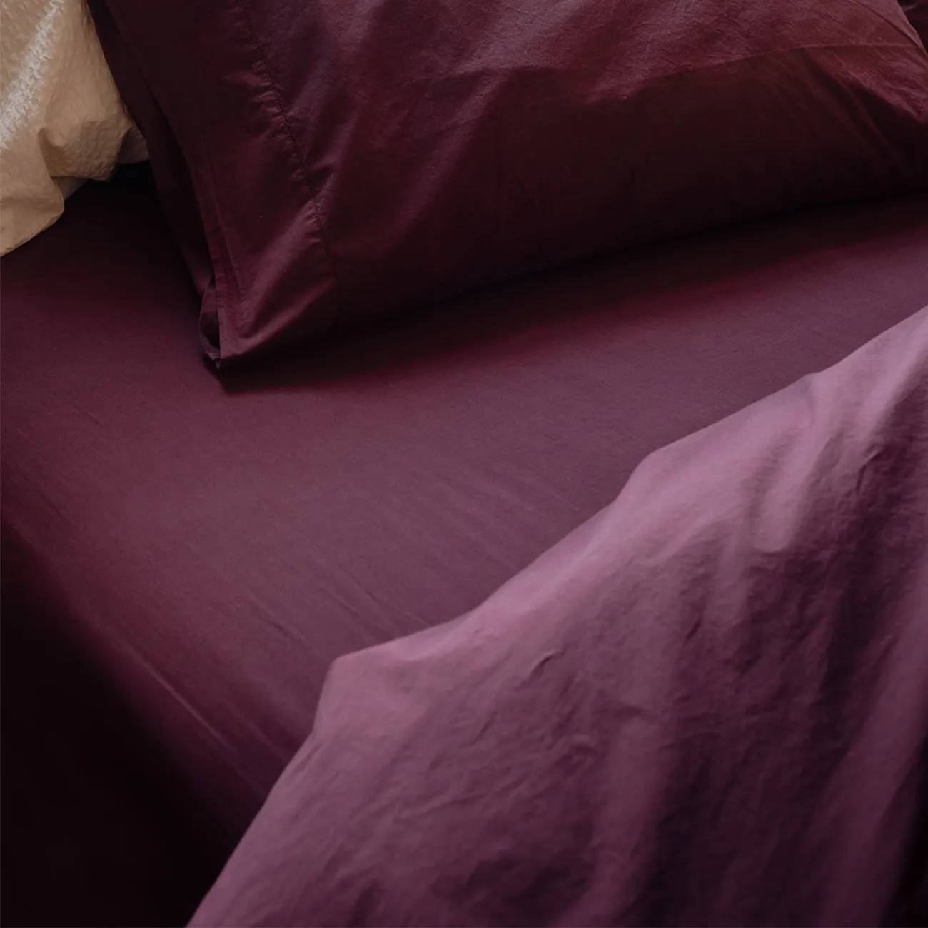 Mulberry Washed Percale Cotton Fitted Sheet