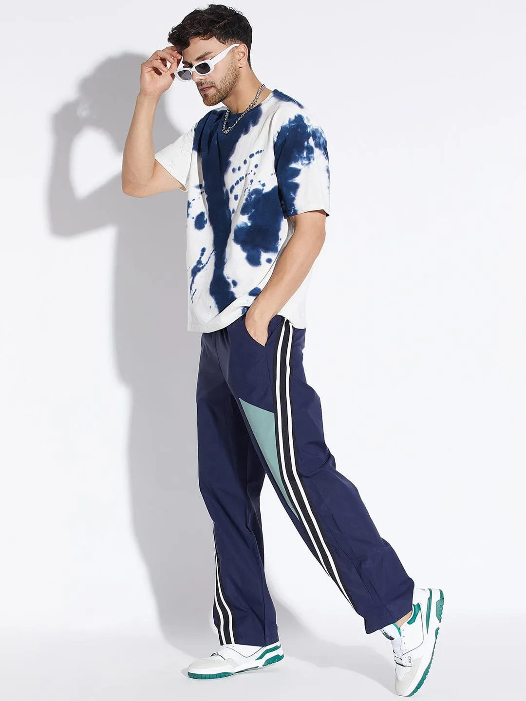 Navy Parachute Taped Trackpants