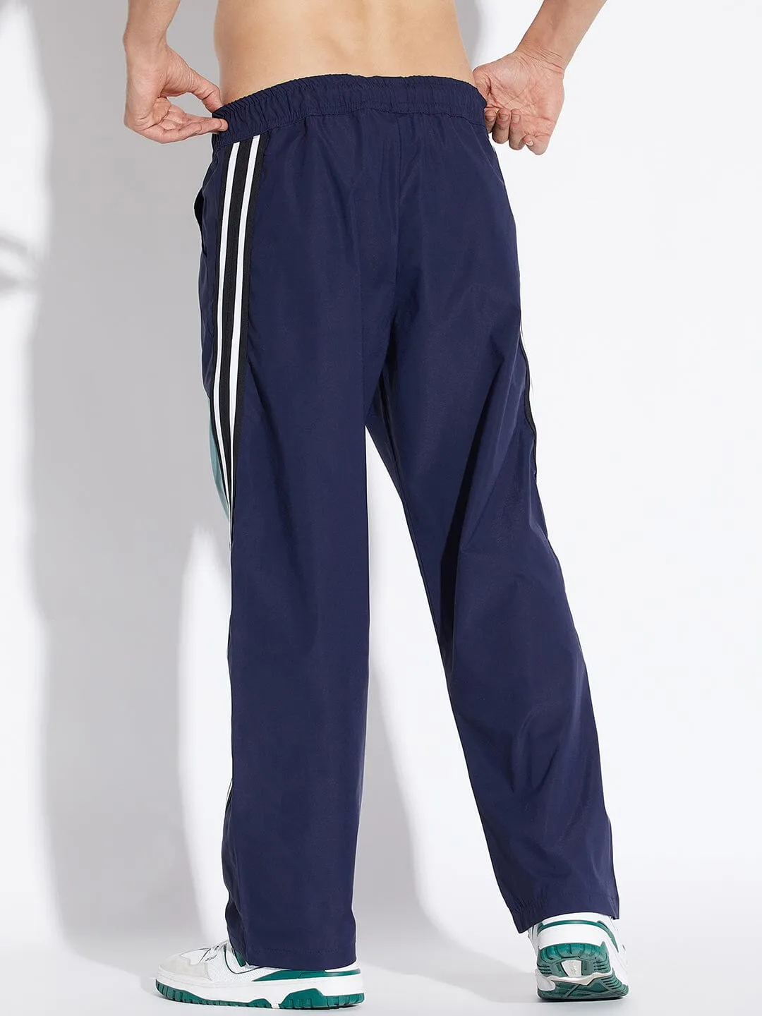 Navy Parachute Taped Trackpants