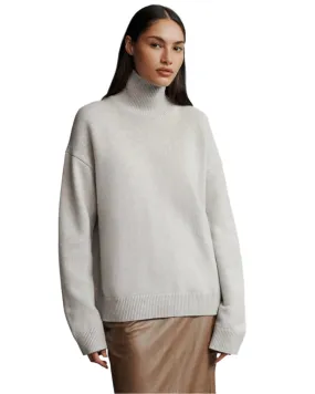 New Perfect Turtleneck in White Heather Grey