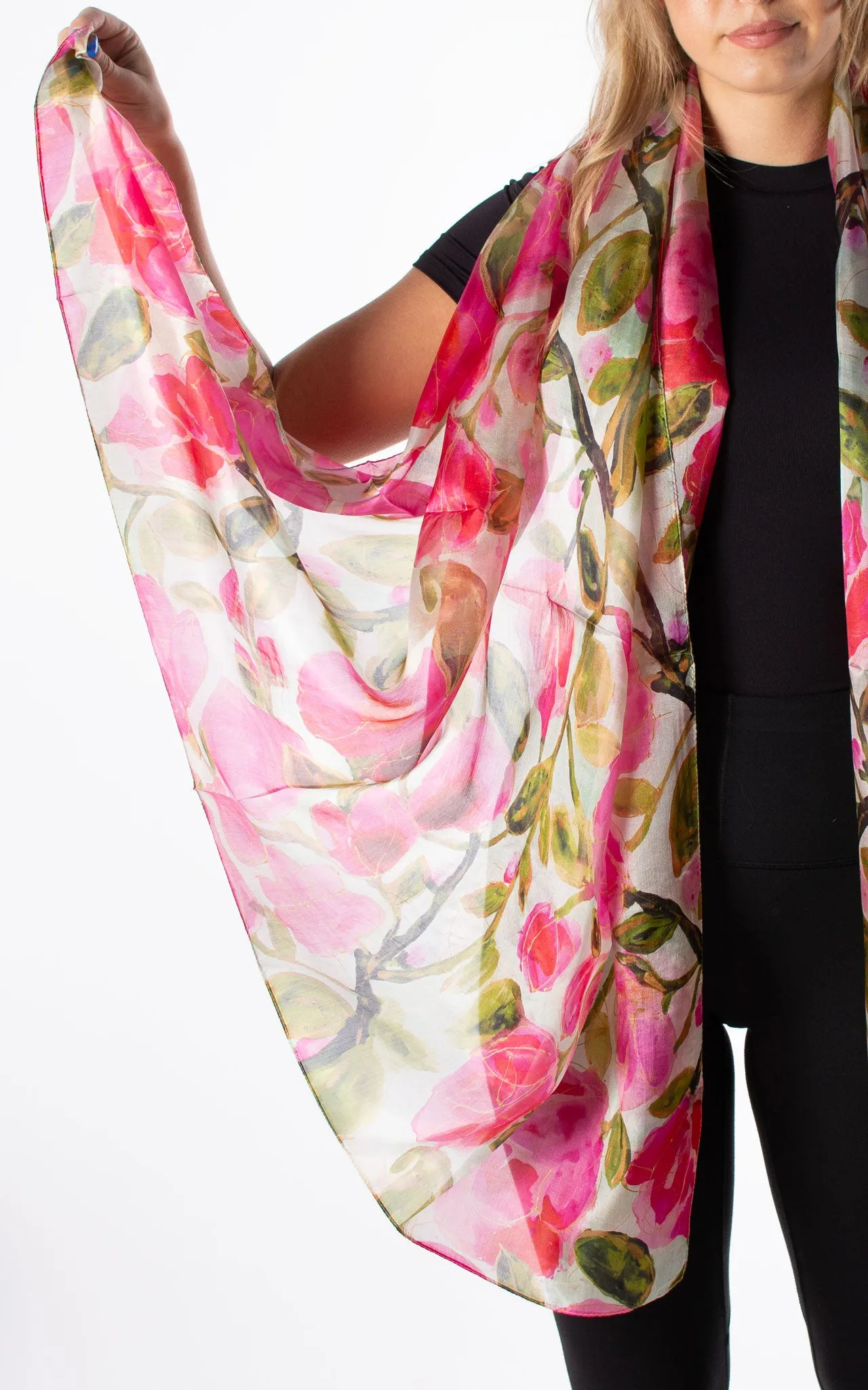 Pink Magnolia Silk Scarf