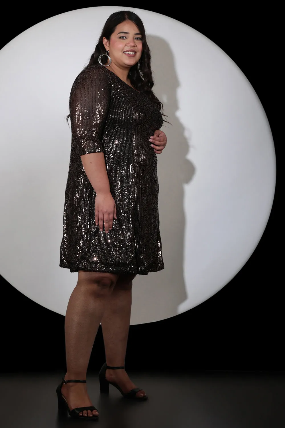 Plus Size Black Sequin Party Dress