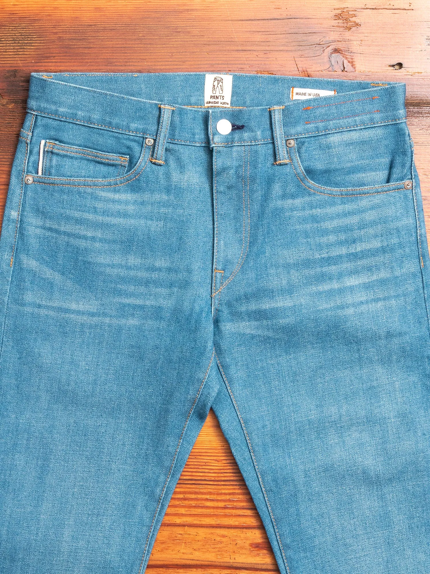 "Halen" 14oz Washed Indigo Stretch Selvedge Denim - Pen Slim