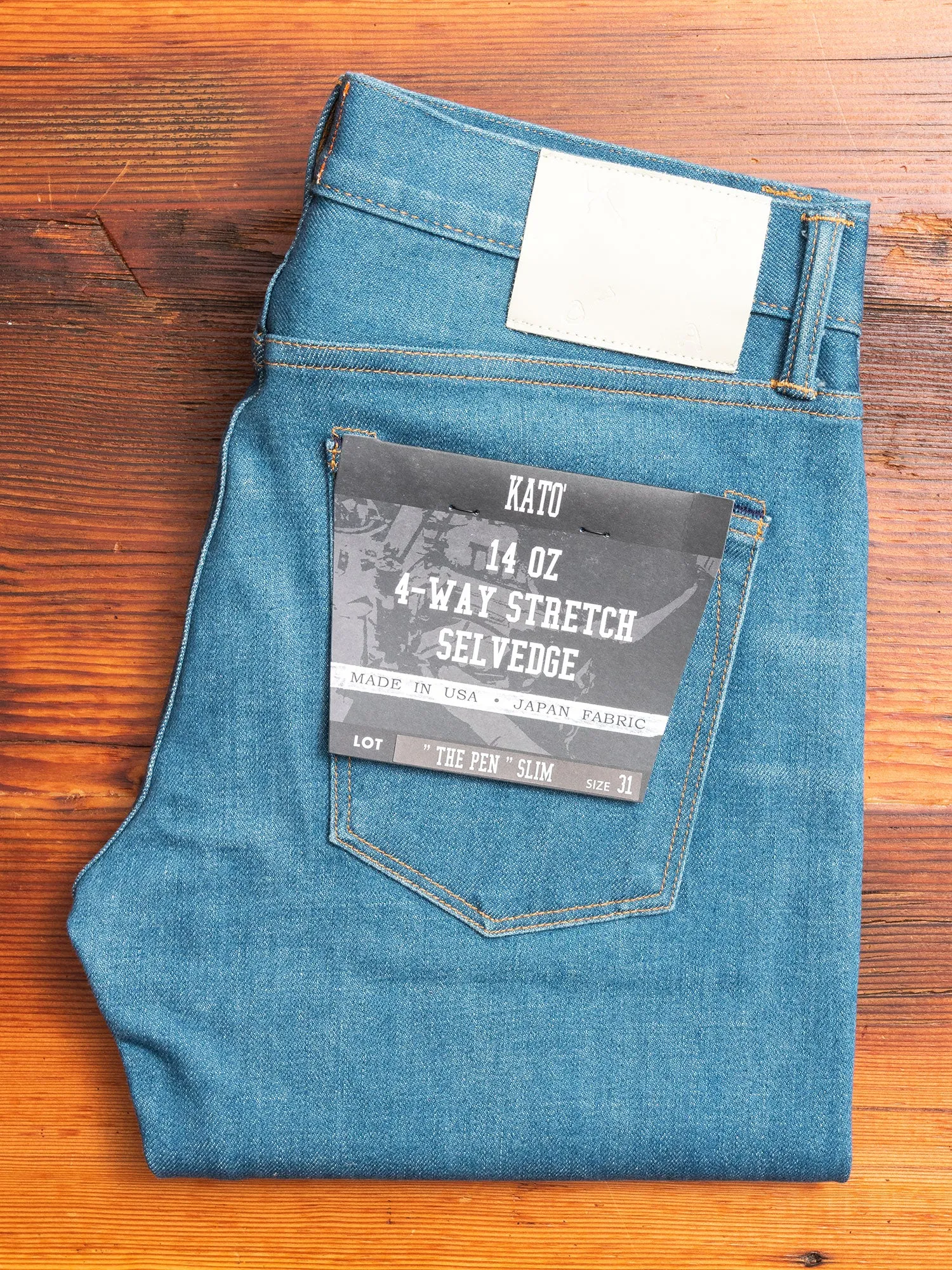 "Halen" 14oz Washed Indigo Stretch Selvedge Denim - Pen Slim