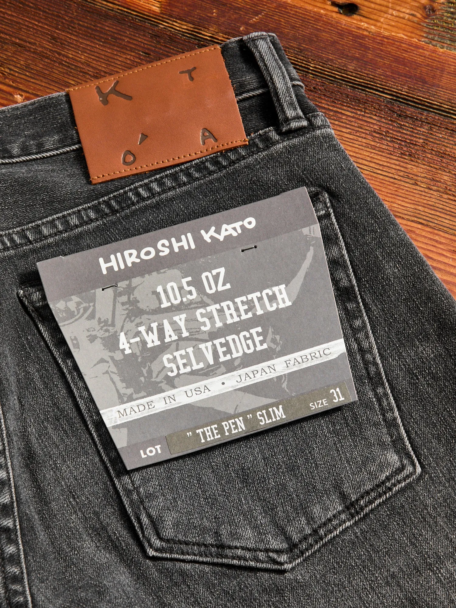 "Rilo" 10.5oz Washed Black Stretch Selvedge Denim - Pen Slim