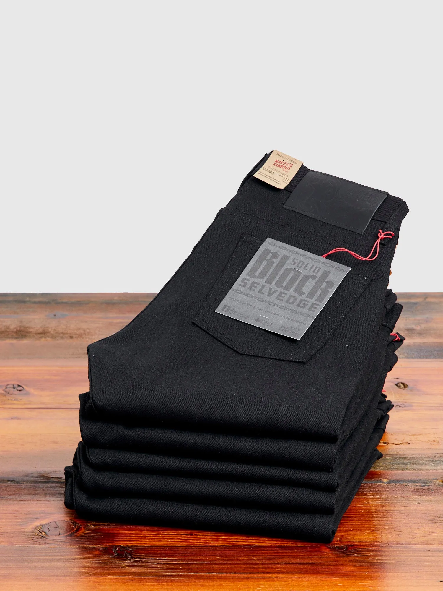 "Solid Black" 13oz Selvedge Denim - Weird Guy Fit