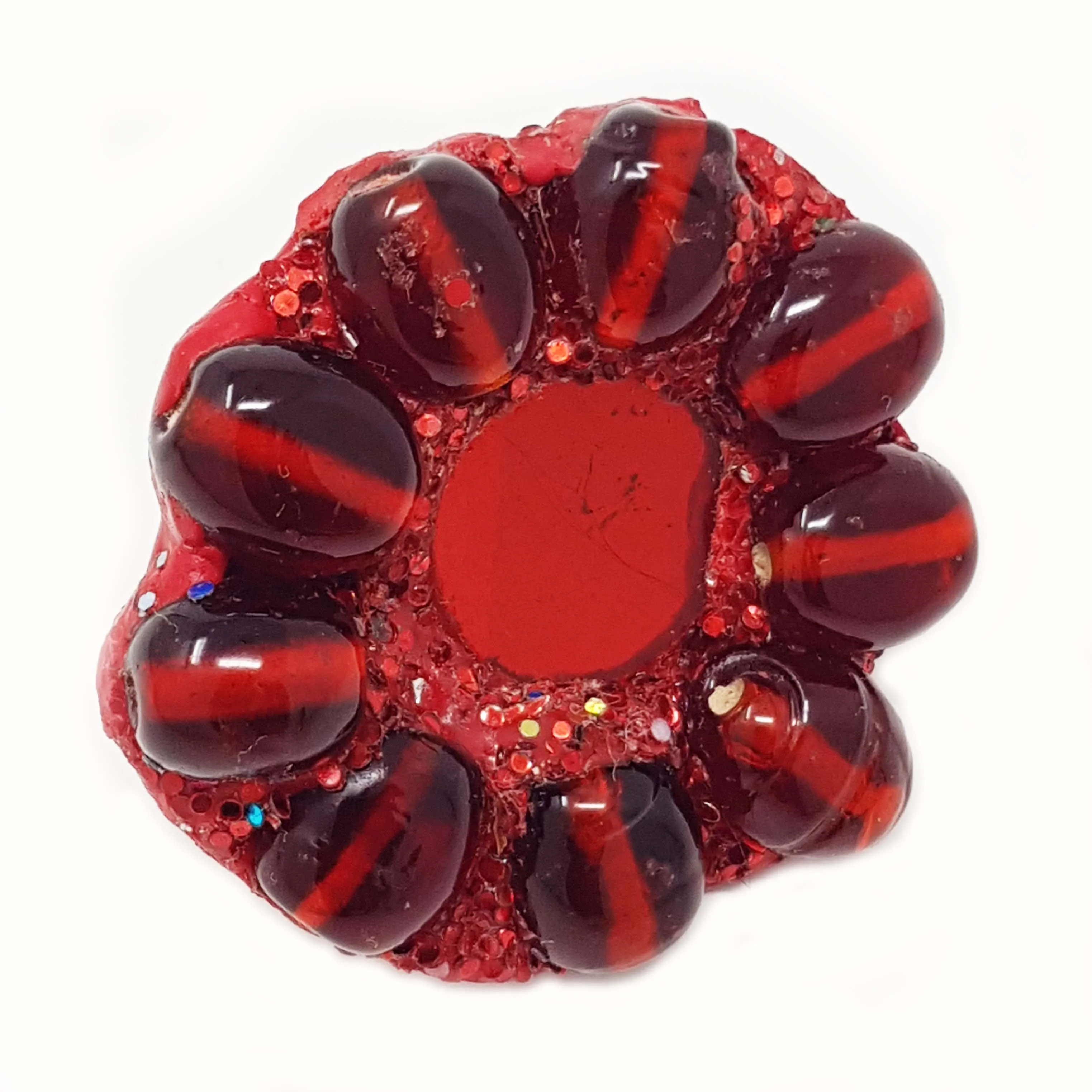 RED ROUND FLOWER RING